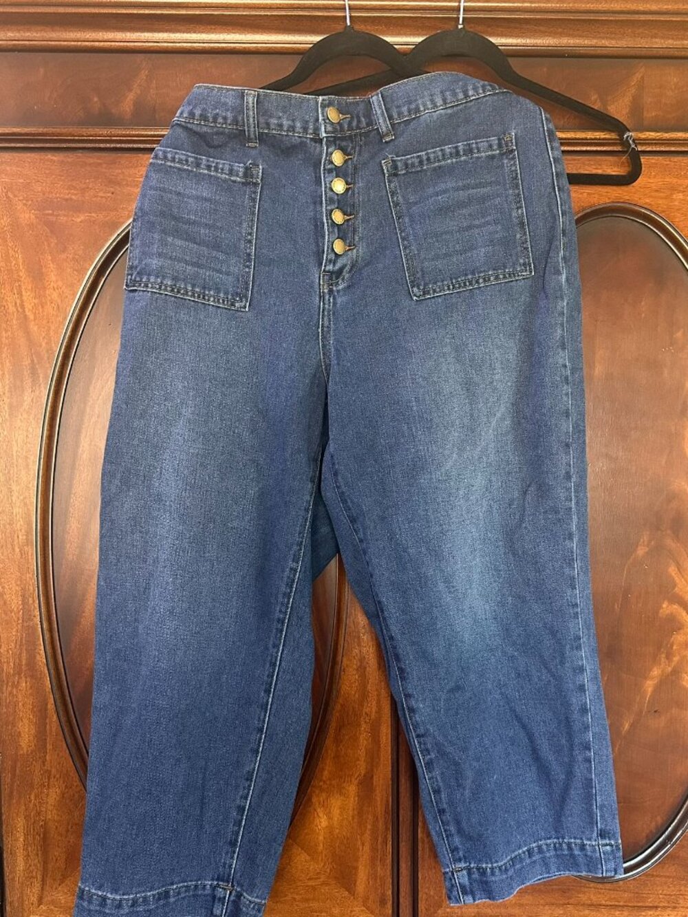 Women's Button-Up Denim Capri Pants - Shein's Emery Rose Curve.